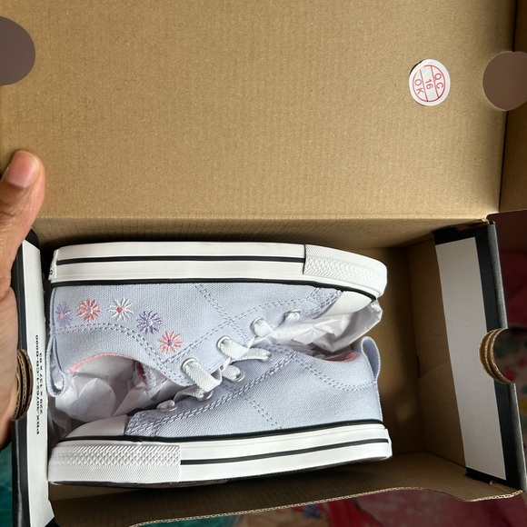 Converse Kids White Sneakers with Colorful Floral Design - Picture 1 of 5